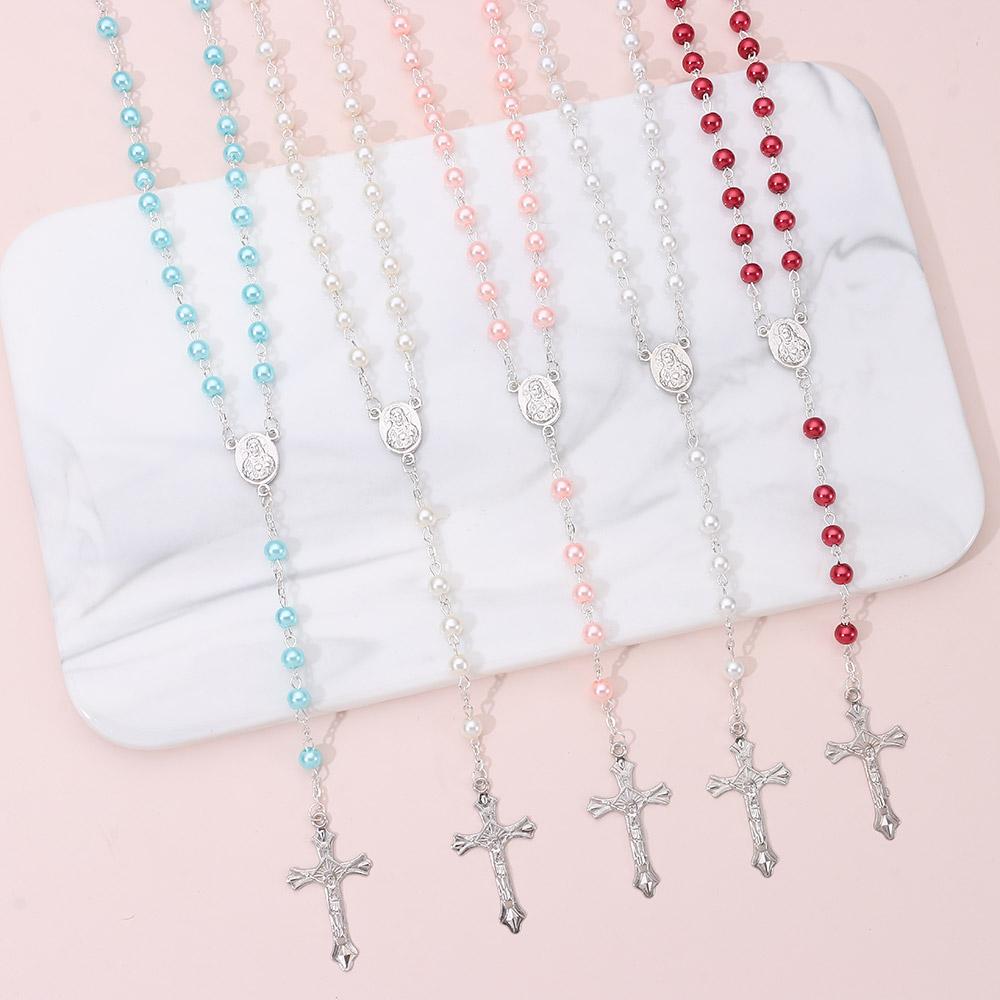 6mm Solid Colored Rosary Beads Catholic Necklace Rosary Beads Women Necklace for Teenage Girl