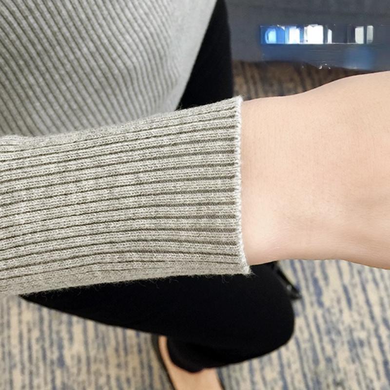 HOUZHOU Slim Sweaters Women Knitted Sweater Long Sleeve Vintage Elegant Winter White Female Ruffle Pullover