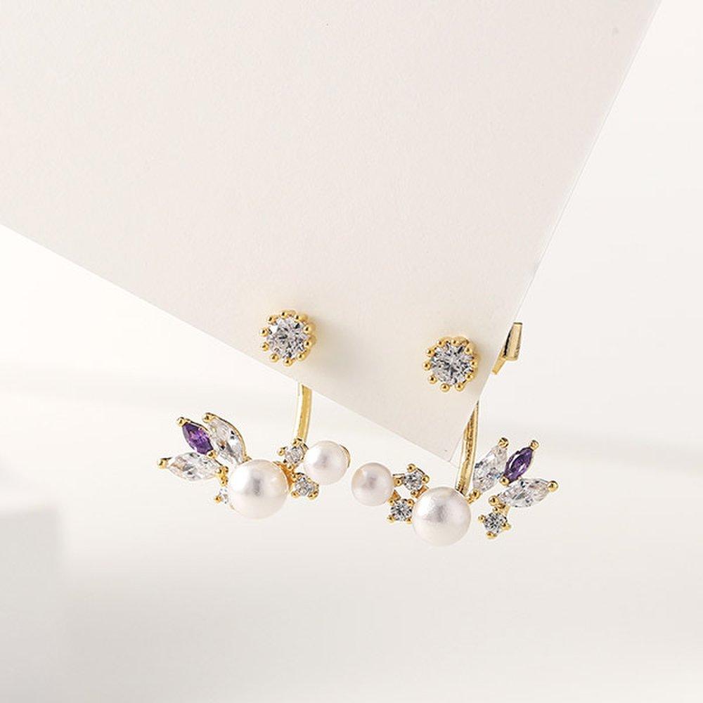 Pearl Violet Two-Way Earrings (20E118) [3Color]