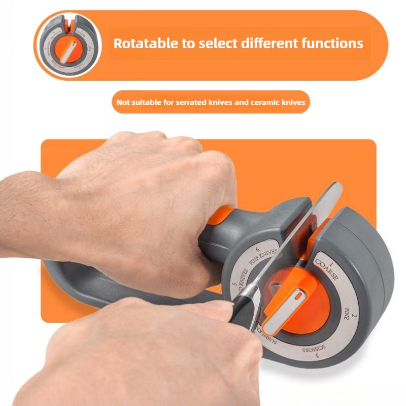 Multi functional 6-in-1 knife sharpener,manually rotatable and adjustable design,for kitchen knive,scissors and sharpening tools
