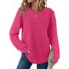 Women's Fashion Solid-Color Loose-Fit Long-Sleeve  Neck Casual Top