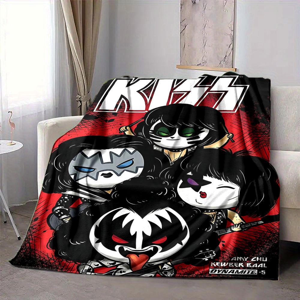 1pc KISS Band Flannel Blanket, Soft Skin Friendly with Digital Printing, Various Sizes Available for Family, Friends, Birthday