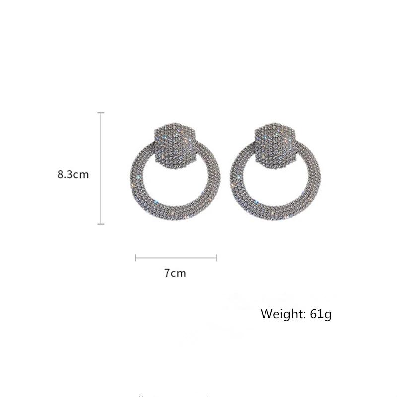 Fashion Geometric Crystal Dangle Earrings for Women Oversize Round Rhinestones Earrings Party Zircon Gifts