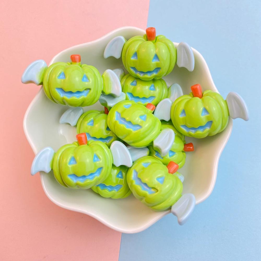 

10Pcs New Cute Resin Halloween Pumpkin Bat Series Flat Back Parts Embellishments For Hair Bows Accessories