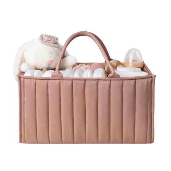 Cesta de Tecido Floral Acolchoada para Fraldas Cesto de Armazenamento Floral Porta-Fraldas Floral para Bebê com Alças e Divisórias Removíveis para Quarto de Bebê Carro Quarto Armazenamento