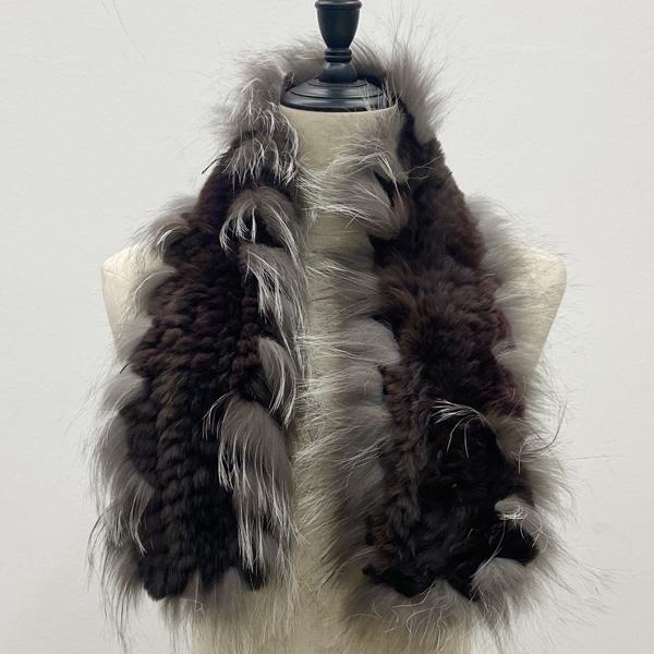 Women Stylish Warm Scarf Natural Fluffy Fox Fur Shawls Winter Female Fashion Knitted Rabbit Fur Scarves 90x10cm