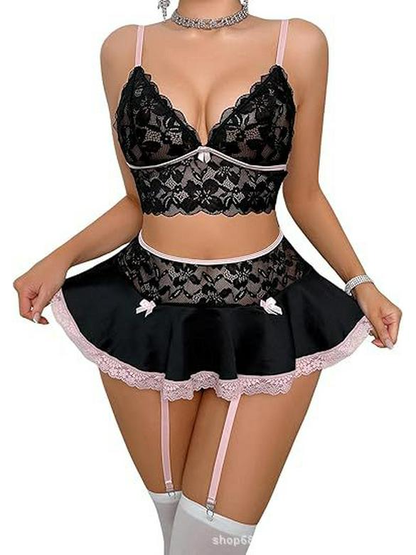 European & American Sexy Lace Nightclub Lingerie Set