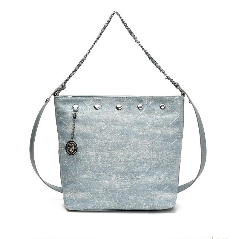 Large Capacity Denim Bag New Women's Bucket Bag Commuter Shoulder Bag Fashion Chain Handbag