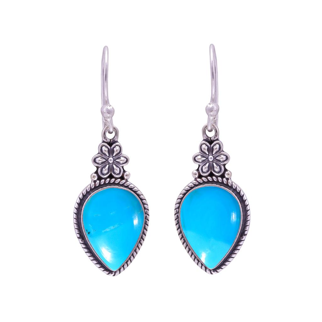 Magnesite Turquoise 925 Sterling Silver Earring V9628, Blue Earring, Pear Earring, Valentin's Day Gift, Gift For Her, Birthday Gift, Handmade Jewelry,