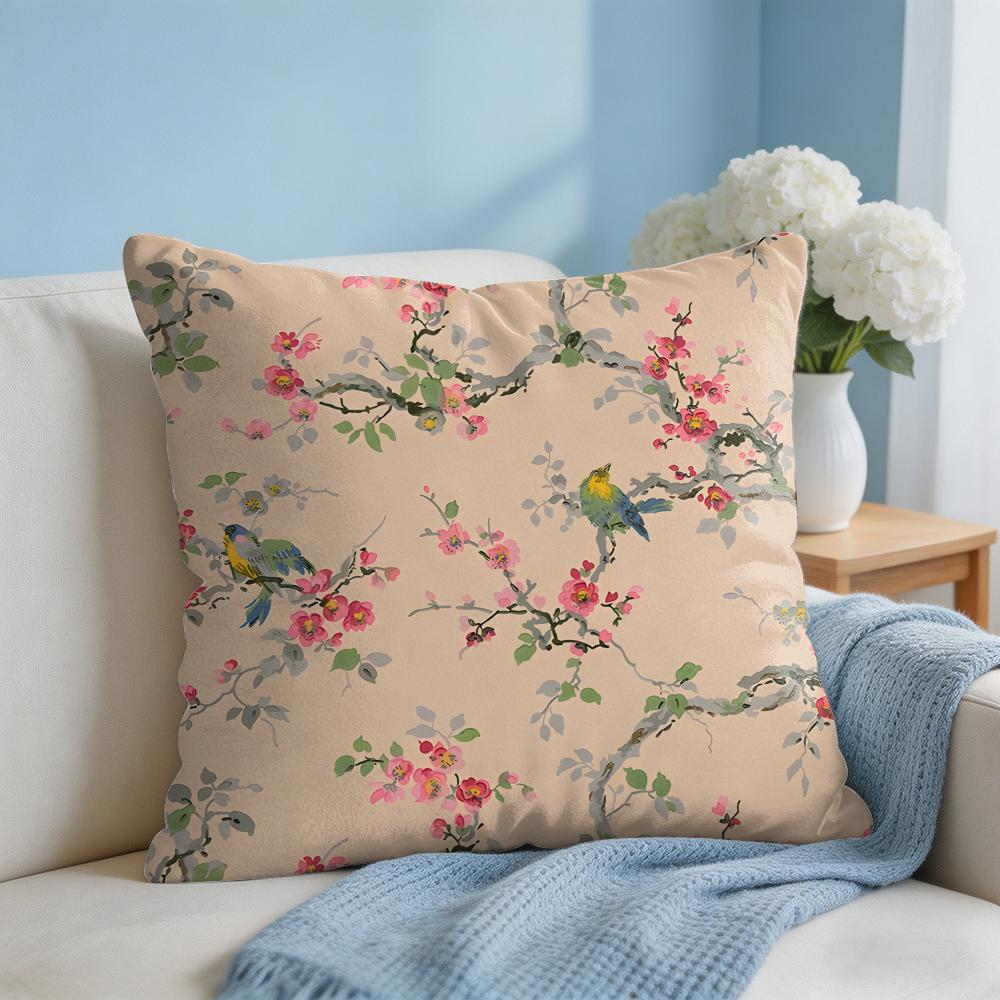 Lovely Bird Retro Cushion Cover Square Pillow Bedroom Sofa Leisure Comfort Living Room Home Decoration X