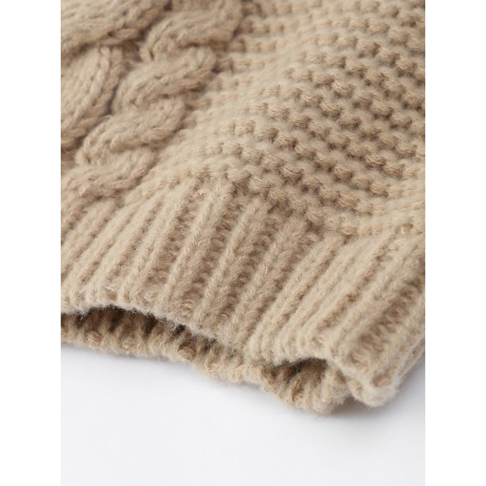 Crew Neck Wide Sleeve Sweater Loose Lazy Versatile Solid Color Fashion Temperament Versatile Knitted Top Women