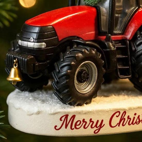 Yousheng Christmas Ornament Tractor Wearing Xmas Hat Charm Festive Hanging Decoration Holiday Seasonal Home Accent