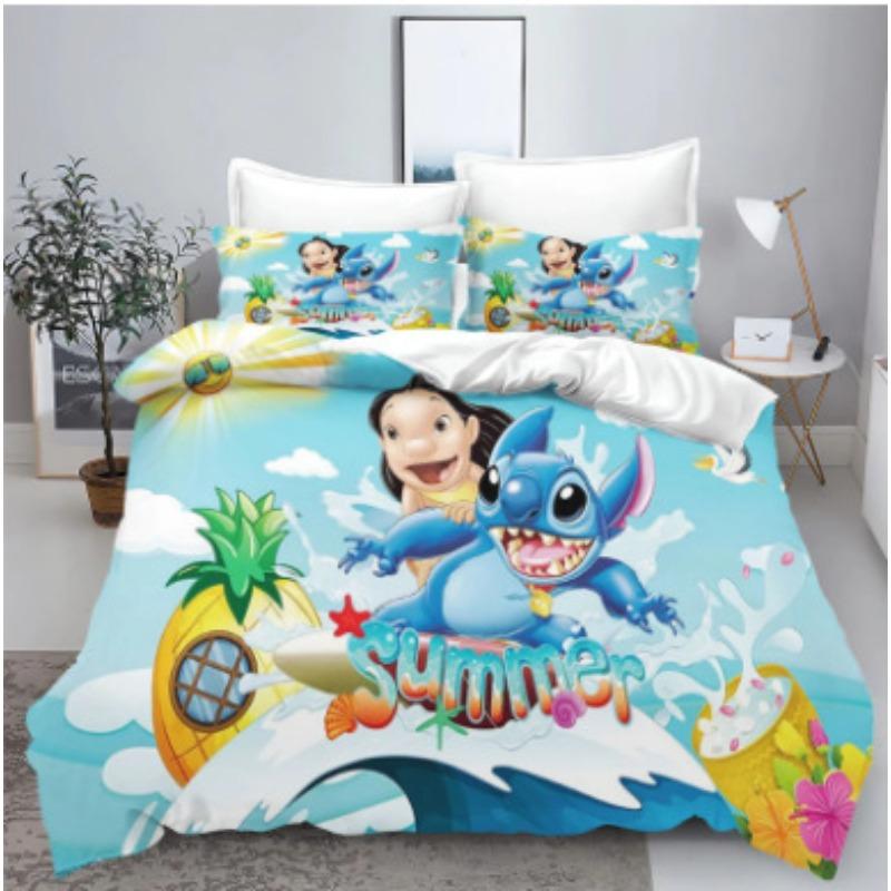 Home Textiles Three-Piece Purple Halloween Cartoon Digital Printing Quilt Pillowcase Bedding