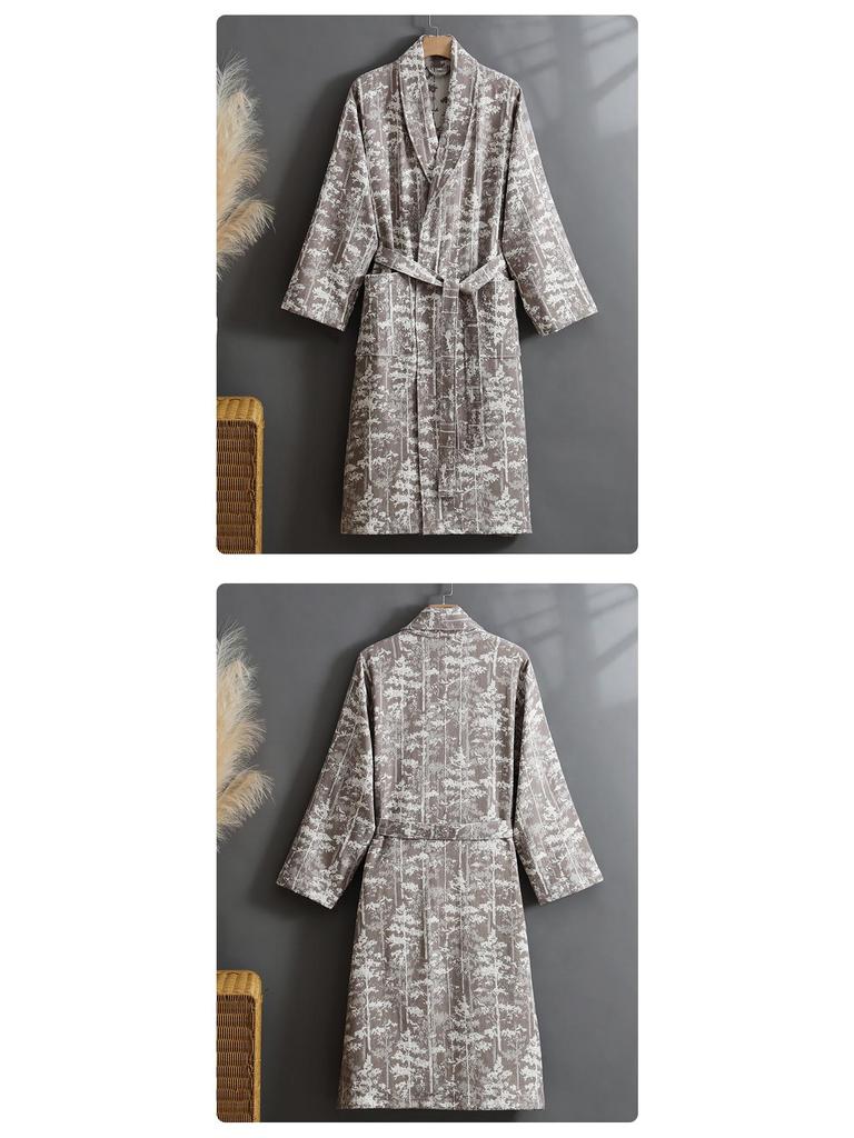 Bademantel aus reinem Baumwoll-Jacquard: Saugfähiger, Schnelltrocknender Yukata für Paare - Klasse A Frühling/Herbst Loungewear