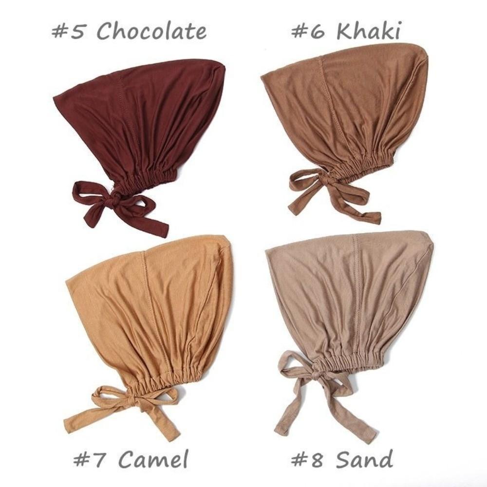 Solid Color Modal Headscarf Soft Modal Hijab Caps New Design Muslim Turban Hat  Female Headwear