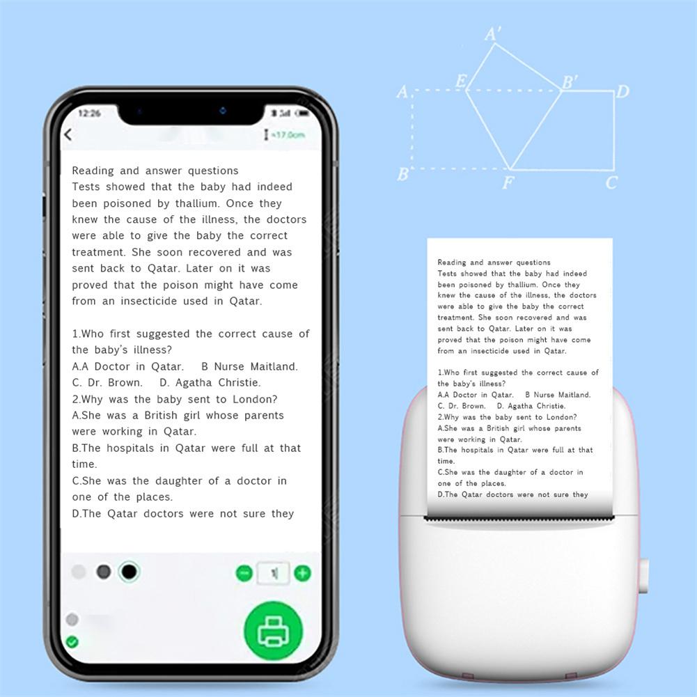Portable Thermal Printer Set Mini Inkless Sticker Printer USB V4.0 Photo Printer Compatible For IOS Android