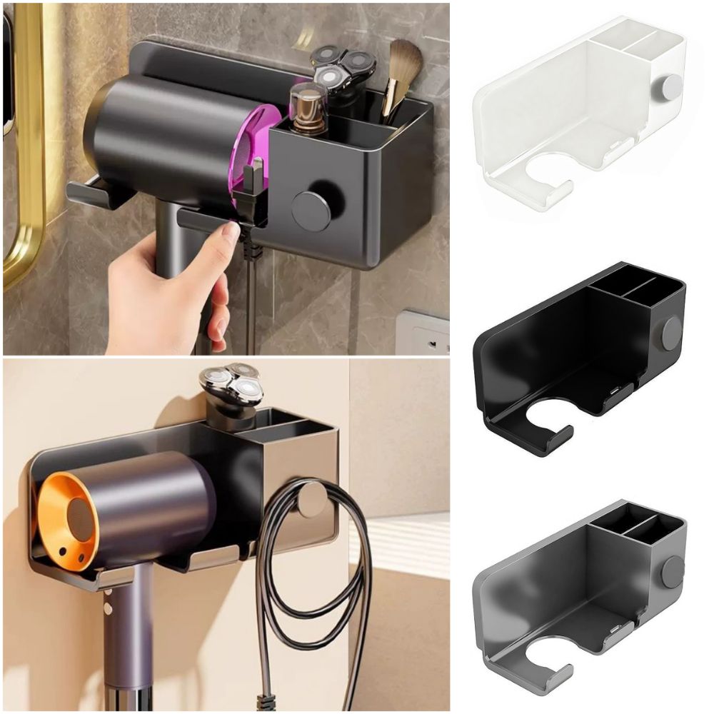 Plastic Hair Dryer Holder Wall Mounted Dryer Hair Stand Durable Storage Rack  Bathroom Accessories