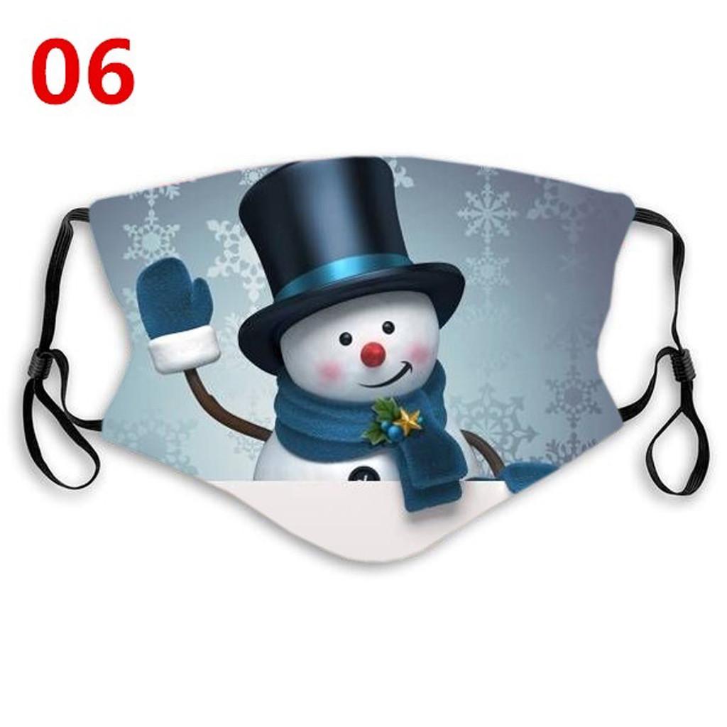 Unisex Fashion Christmas Snowman Printing Mask  Washable Face Mask