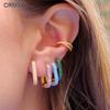 CRMYA Gold-color Hoop Earrings For Women Vintage Piercing Cubic Zirconia Ear Buckle Earring Jewelry Accessories