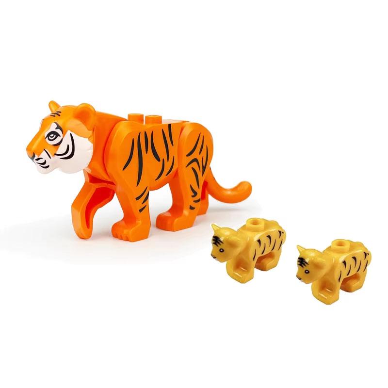 MOC Zwierzęta Zoo Klocki Słonie Tygrysy Słonie Małpy Łosie Niedźwiedzie Owce Wielbłąd Koń Krokodyl Lampart Mini Klocki DIY T11