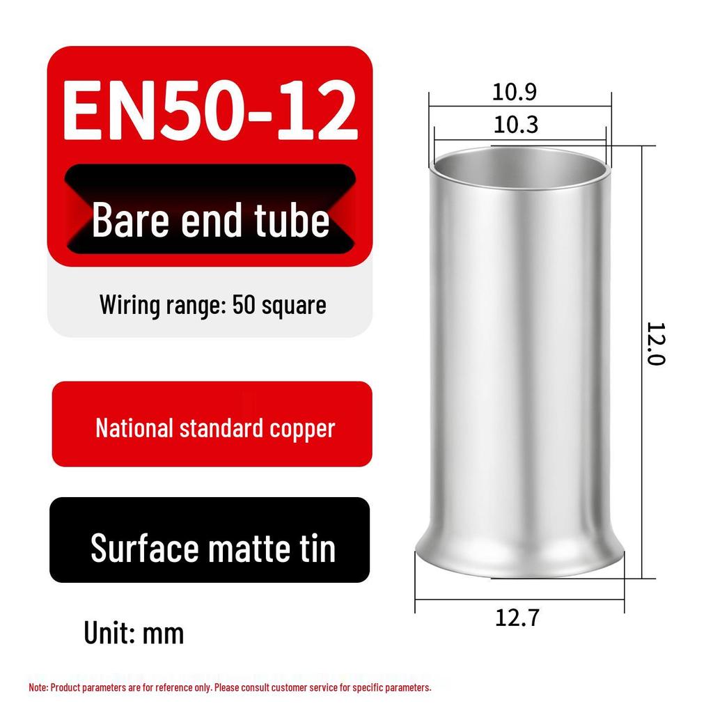 EN Tubular Bare End Cold Crimp Terminal - Purple Copper Pin Type Connector Lug