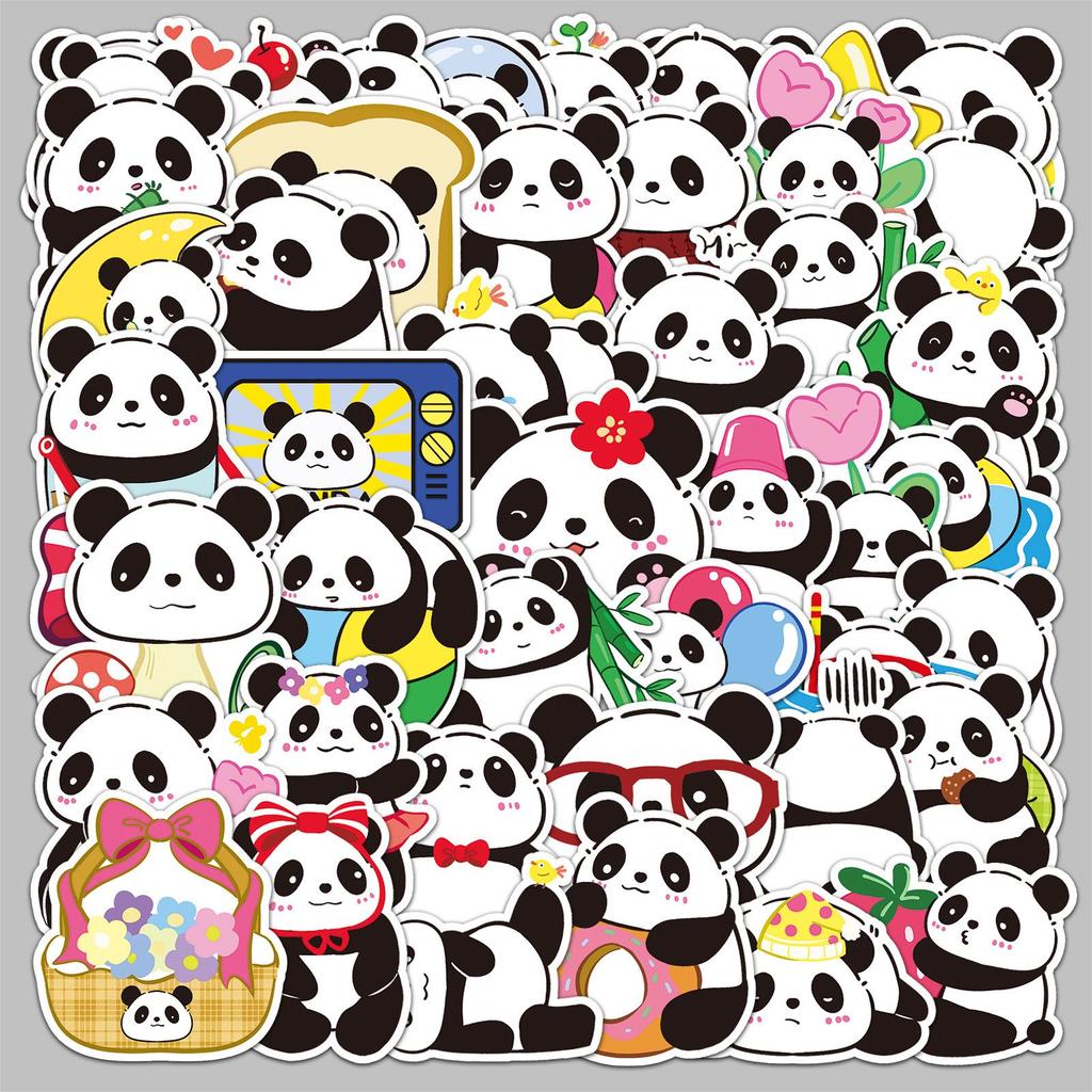 50 Cute Cartoon Panda Stickers - Waterproof Animal Journal Decorations