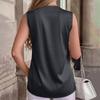 Women's Sleeveless Satin Blouse V Neck Pleated Front Casual Top Lightweight Soft Fabric Office Wear