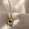 Hello Kitty Gold & Silver Titanium Necklace - Stylish, Durable, Colorfast Clavicle Chain for Students and Parties