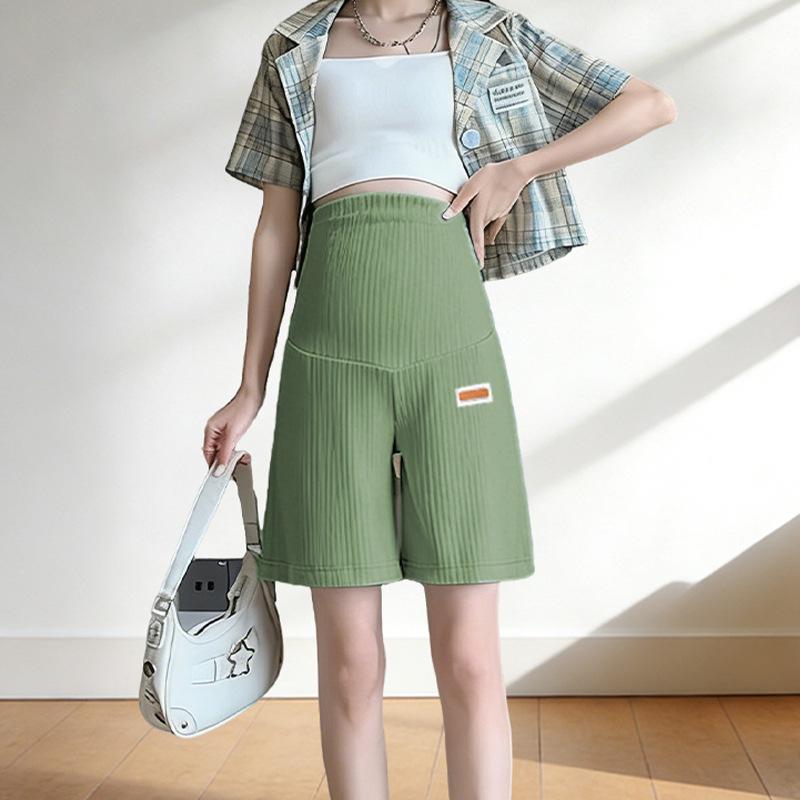 High Waist Maternity Capris with Tummy Support - Loose Fit, Summer Stretch, Fashionable Outerwear M (below 115 kg)