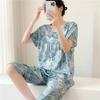 1011 Spring and Autumn Short Sleeve New Printed Pajama Set Summer Thin Sweet Floral Loose Loungewear