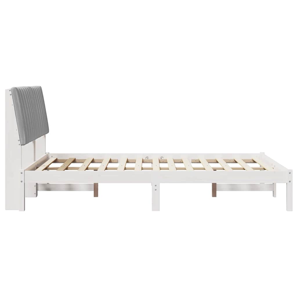 Bed Frame with Headboard White 135 x 190 cm Solid Pine Wood