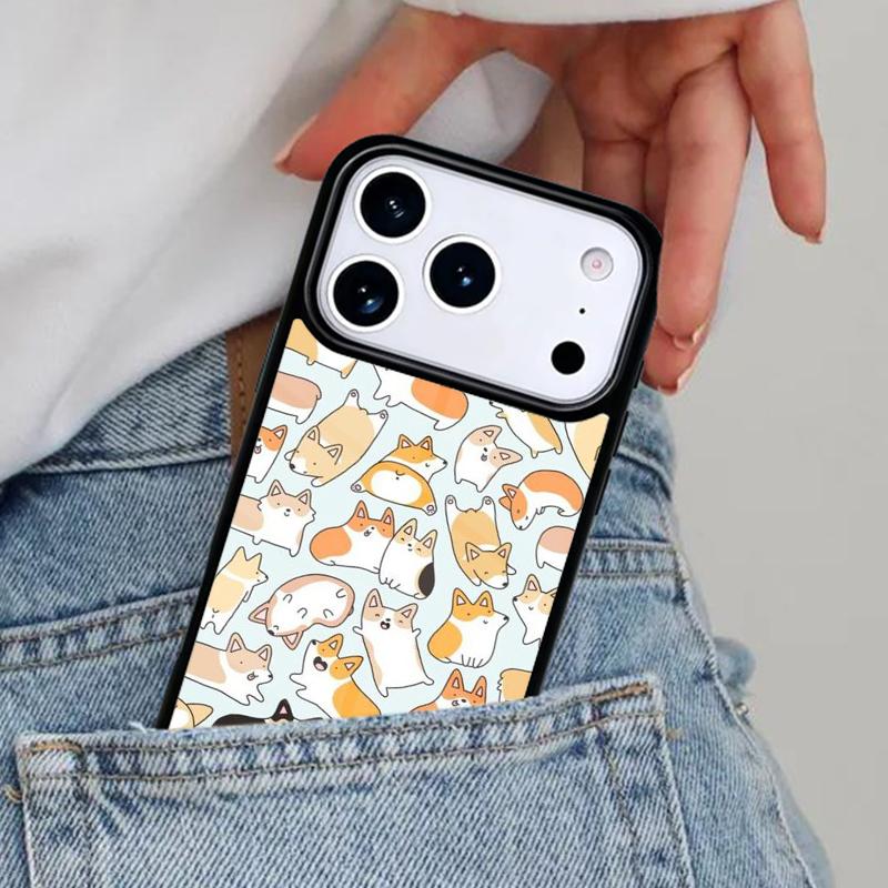 Cartoon Corgi Dog Phone Case for iPhone 16e 15 14 13 12 17 Pro Max Plus Air 17pro Cover Coque