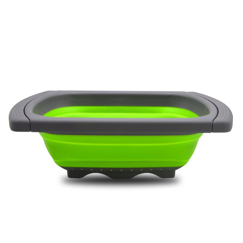 Kitchen Essentials Vegetable Fruit Collapsible Colander Over the Sink Colander Strainer Basket With Extendable Handle (Light green,M)