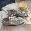 Silver Women's 2 Spring and Autumn New Versatile Lightweight Soft Sole Trend Casual Shoes Sports Little White Shoes