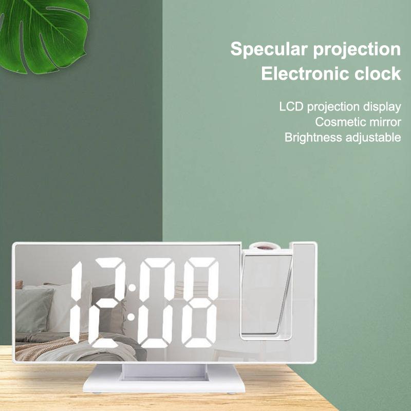 1 Pcs Mirror Multifunctional Projection Alarm Clock Intelligent Luminous Clock Bedroom Large Screen Projection Clock