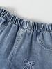Girls' Single-Pack Embroidered Denim Jeans – Cute & Sweet Style with Bow and Heart Embroidery, Unique Acid-Wash Straight-Leg Fit
