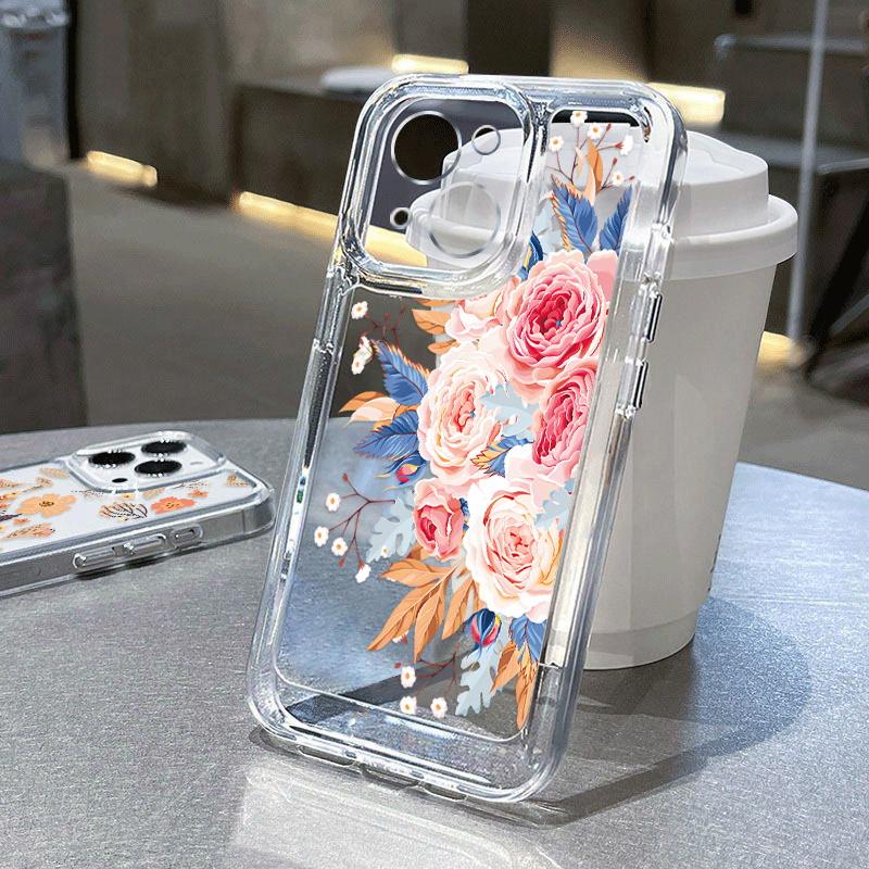 Clear Phone Cover All Inclusive Floral Case For Iphone 16 15 Plus 14 13 12 Mini 11 Xs Xr 7 Samsung S24+ S23 A54 Silicone Soft Butterflies Print Cover
