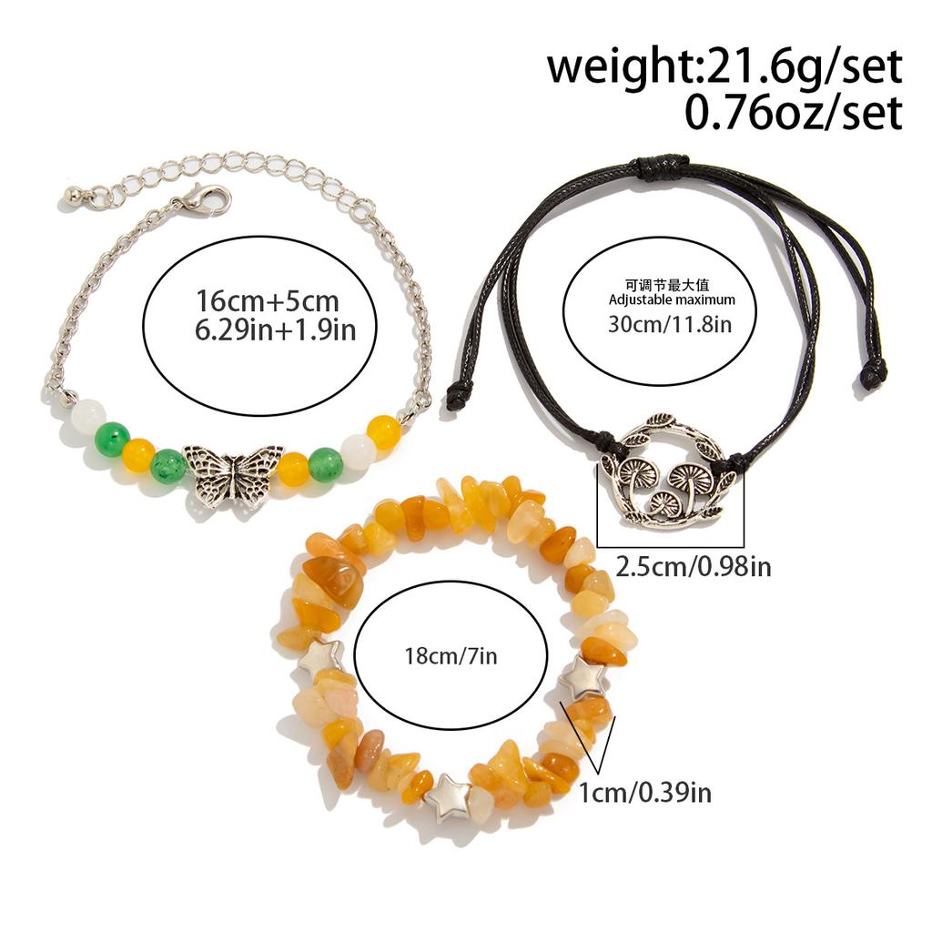 Boho Bransoletka z Kamiennych Koralików Słońce dla Kobiet Biżuteria Wakacyjna Prezent Spiralny Design Motyl Wielowarstwowa Zawieszka Gwiazda Etniczny Styl Bransoletka Tkana Bransoletka