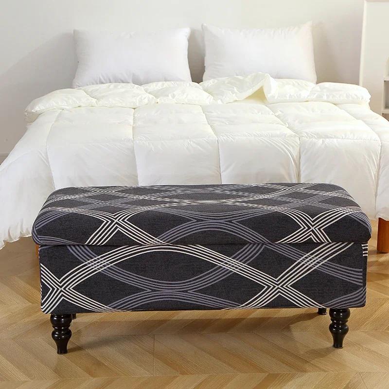 Geometric Storage Ottoman Cover Stretch FootStool Cover Folding Chair Slipcovers for Living Room Furniture Protector