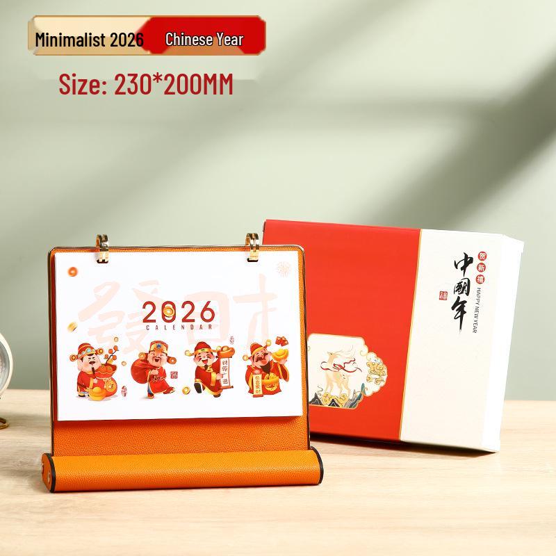 Personalized 2026 Leather Desk Calendar and Notepad Planner with Custom Logo