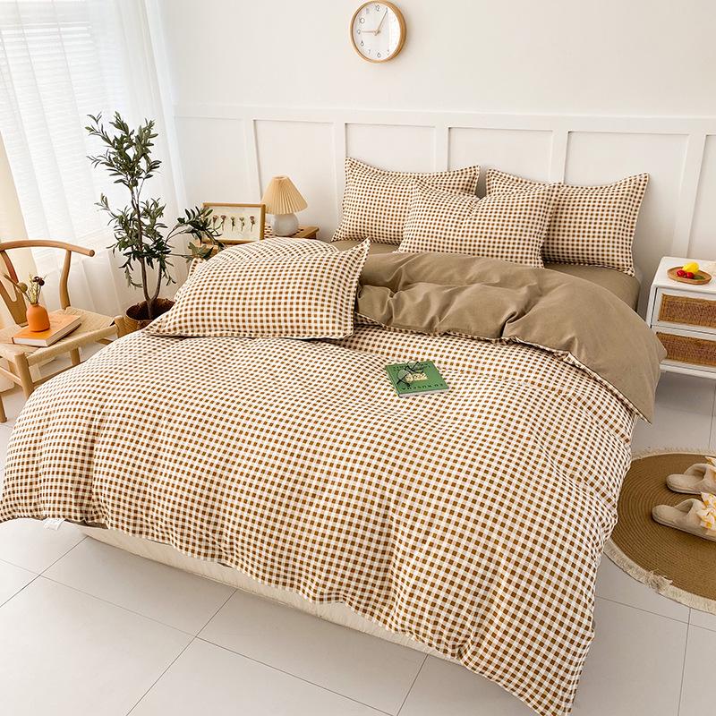 Washed Cotton Skin-Friendly Duvet Cover for Single/Double Bed - Simple & Fresh Design