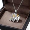 Muttertag Niedliches Tier Weiblich Gelb Metall Elefant Anhänger Halskette Silber Farbe Hochzeits Schmuck Für Frauen