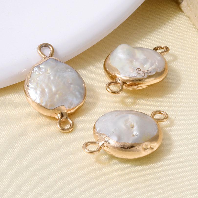 3pcs Real Natural Shell Pendants For Jewelry Making Supplies Geometric Round Cross Star Pearl Charm DIY 304 Stainless Steel Ring