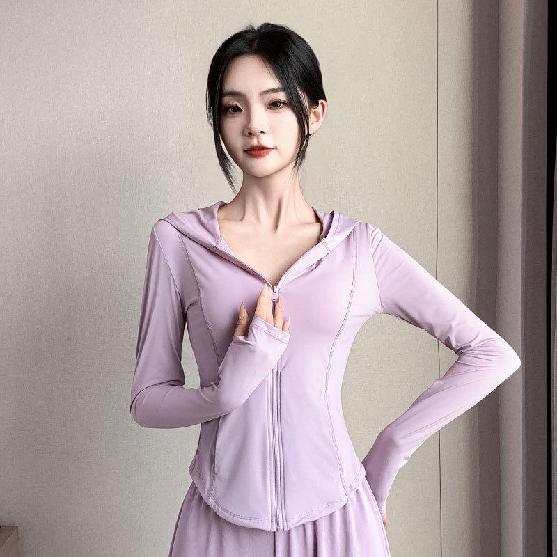 Dámská rychleschnoucí sada na jógu z ledového hedvábí pro venkovní sporty - bunda a kalhoty