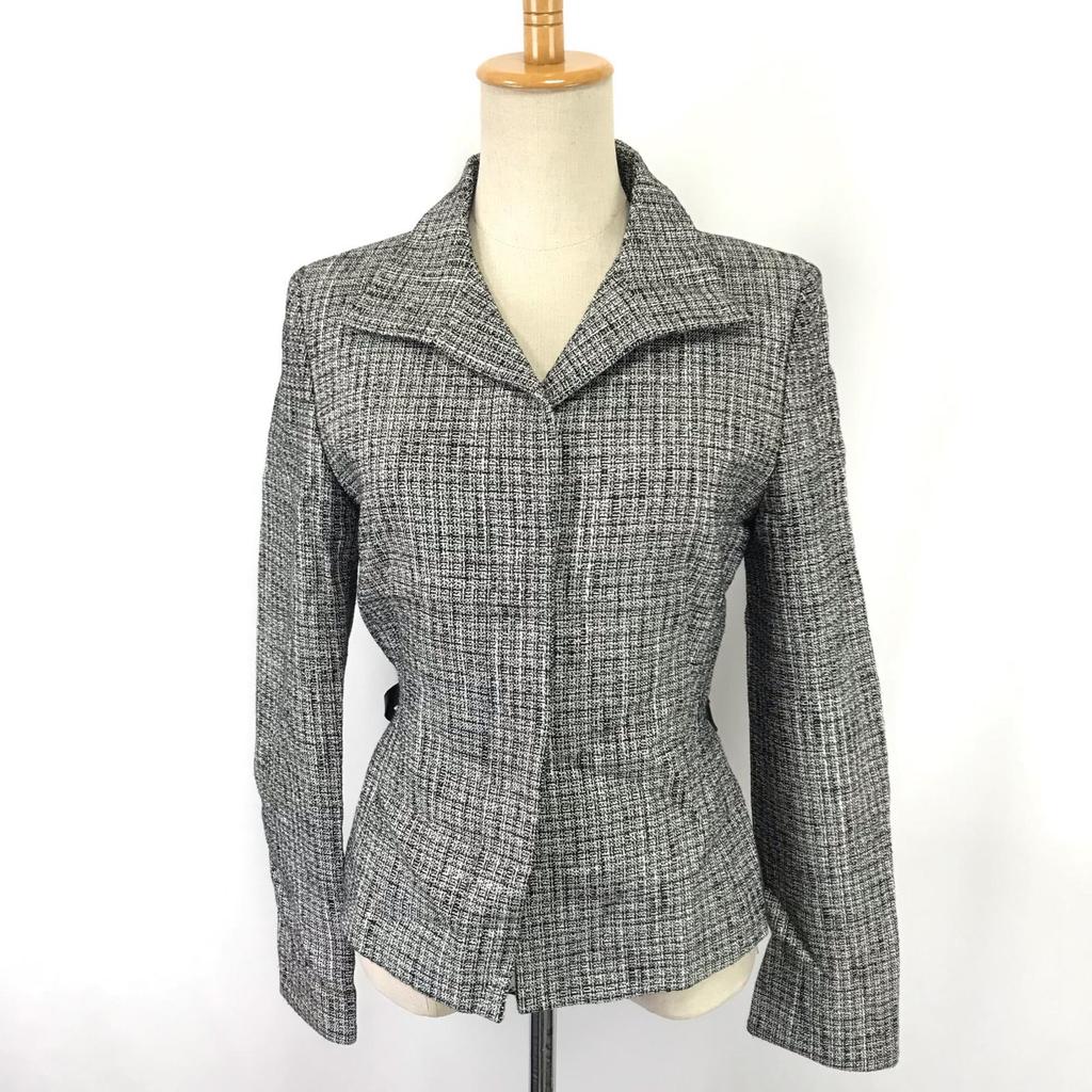 Made In Japan UNTITLED Tailored Jacket 2 M Women White×Black Tweed Fully Lined(USED)