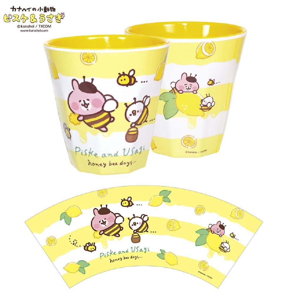 Small Animal Pisuke Rabbit Melamine Cup Set of 2 Designs Honeybee Rabbit and Pisuke Kanahei's & / & (All-Over Pink)