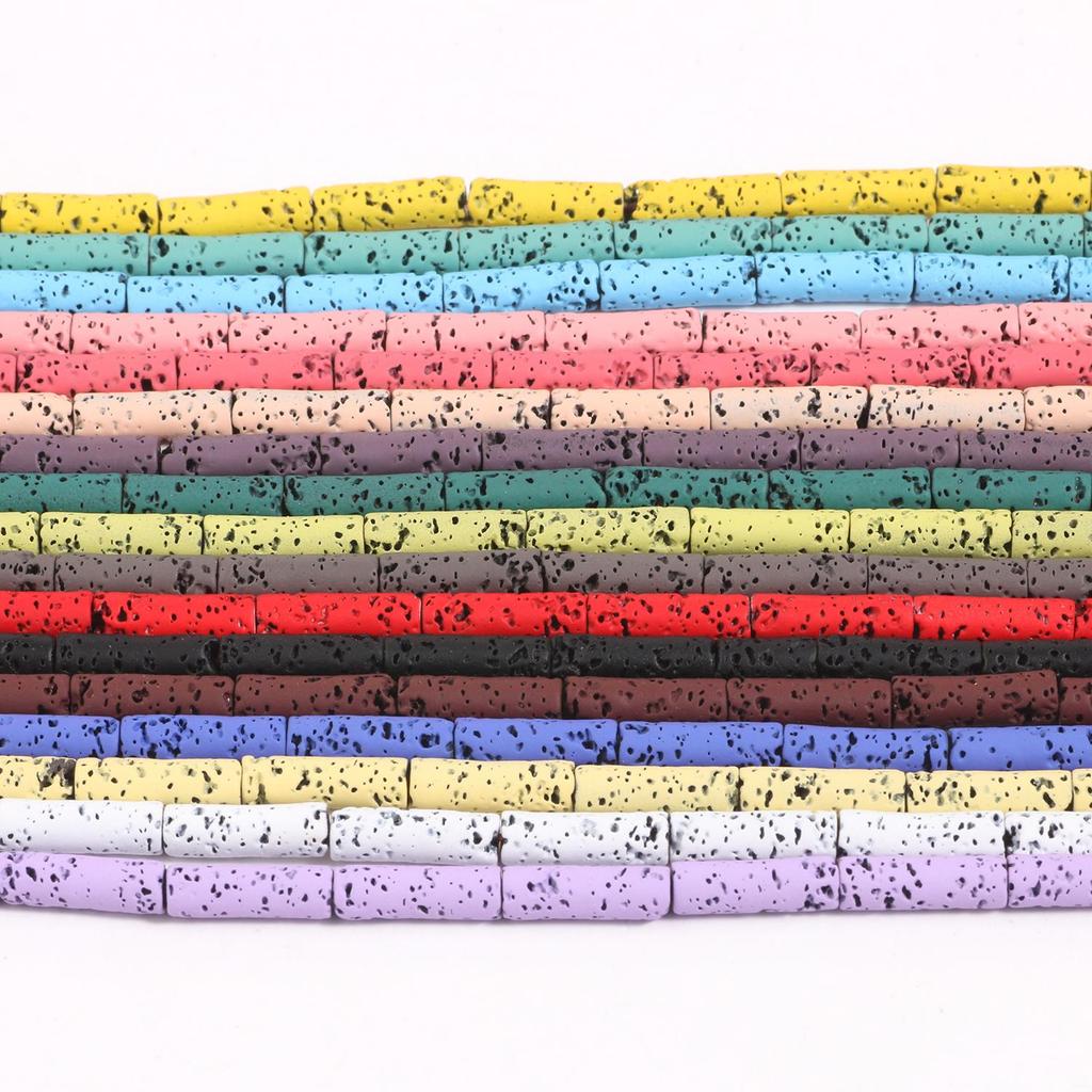 4x13mm Multicolor Rondelle Column Tube Lava Stone Loose Spacer Beads For Making Jewelry Handmade Diy Bracelet Craft