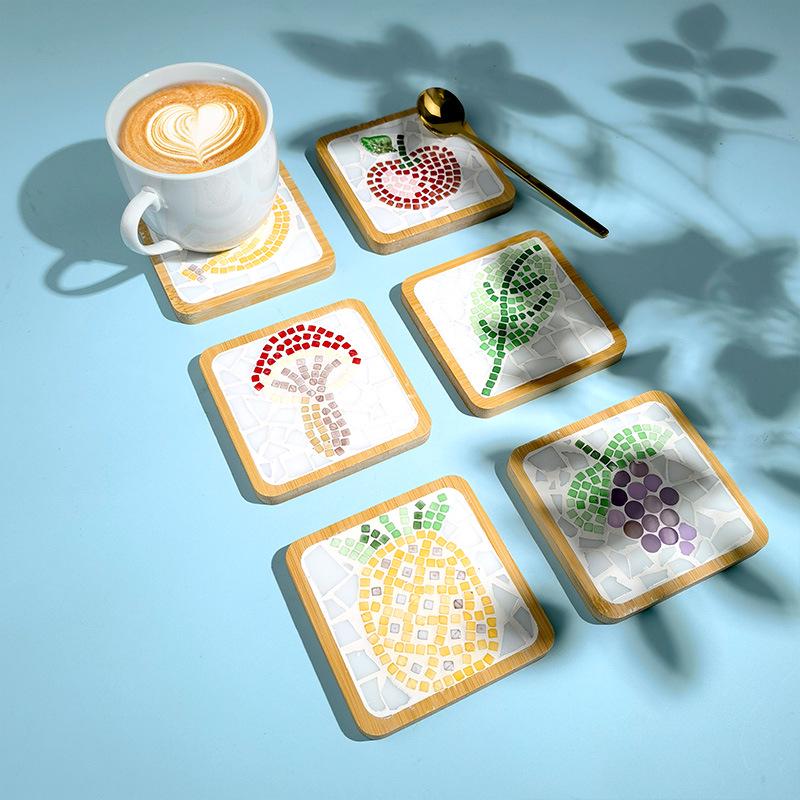 DIY Large Mosaic Coaster Kit: Creative Glass Sticker Pack for Adults & Kids