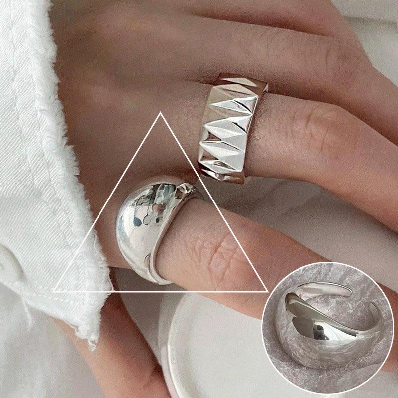 Korean 3D Heart Ring: Women's Retro Wide Band, Fashionable English Letter Open Finger Ring, Hip-Hop Style Index Finger Ring.
