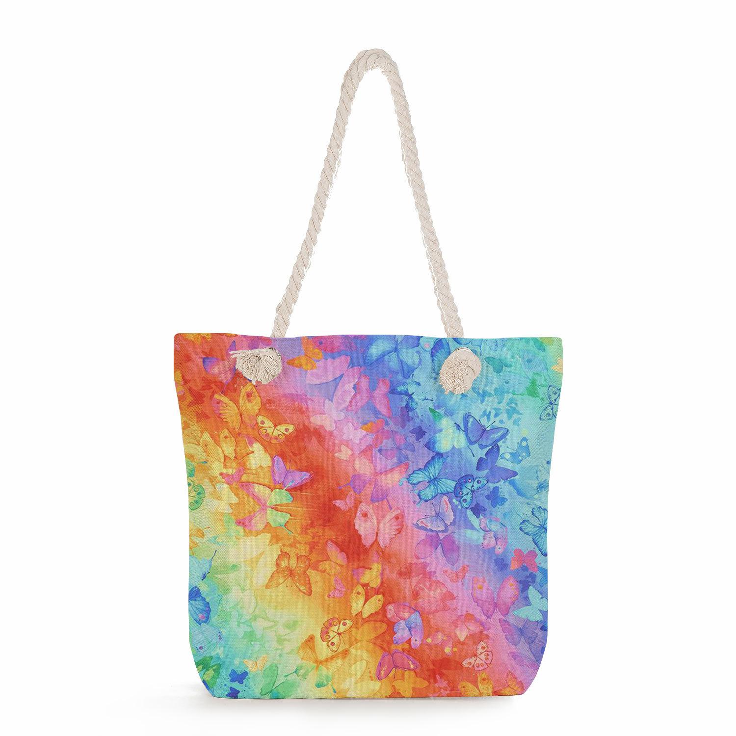 Color print thick rope single-shoulder beach bag 7242
